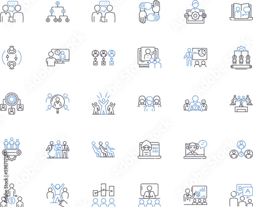 Cooperative Members line icons collection. Collaboration, Unity, Empowerment, Solidarity, Teamwork, Support, Community vector and linear illustration. Trust,Participation,Commitment Generative AI