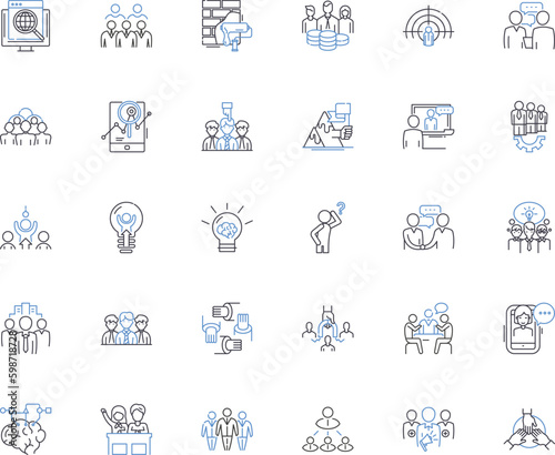 Commercial institution line icons collection. Business, Corporation, Company, Enterprise, Organization, Industry, Establishment vector and linear illustration. Firm,Institution,Mart Generative AI