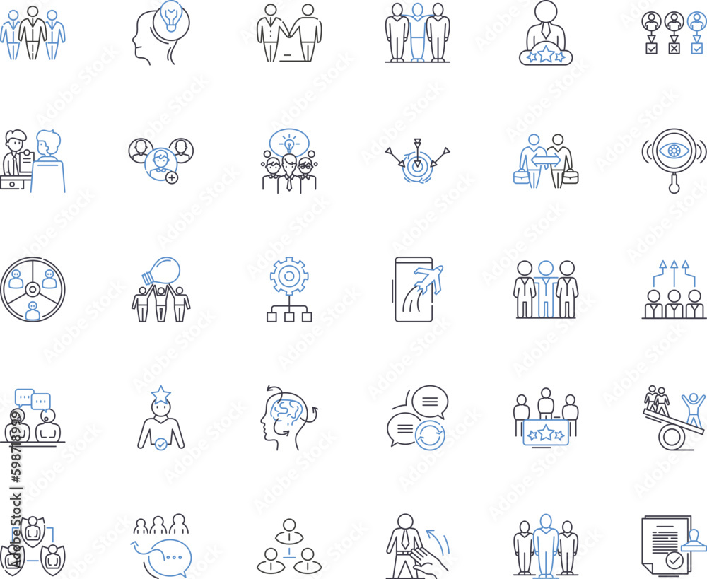 Company line icons collection. Innovation, Quality, Efficiency, Sustainability, Growth, Technology, Customer-focused vector and linear illustration. Teamwork,Reliability,Diversity Generative AI