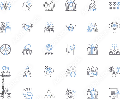 Company line icons collection. Innovation, Quality, Efficiency, Sustainability, Growth, Technology, Customer-focused vector and linear illustration. Teamwork,Reliability,Diversity Generative AI