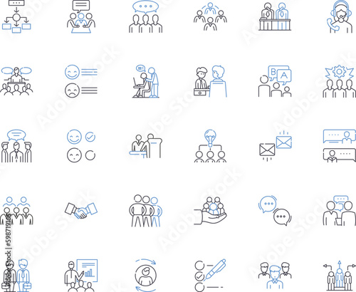 Chatting line icons collection. Conversing, Interacting, Socializing, Messaging, Communicating, Talking, Emoting vector and linear illustration. Chatting,Discoursing,Debating outline Generative AI