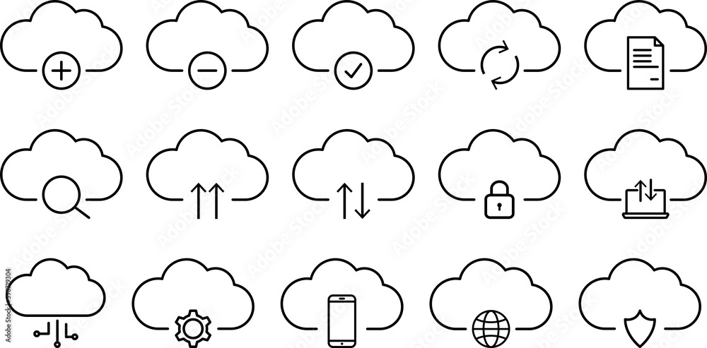 Computer cloud icons. Design can use for web and mobile app. PNG