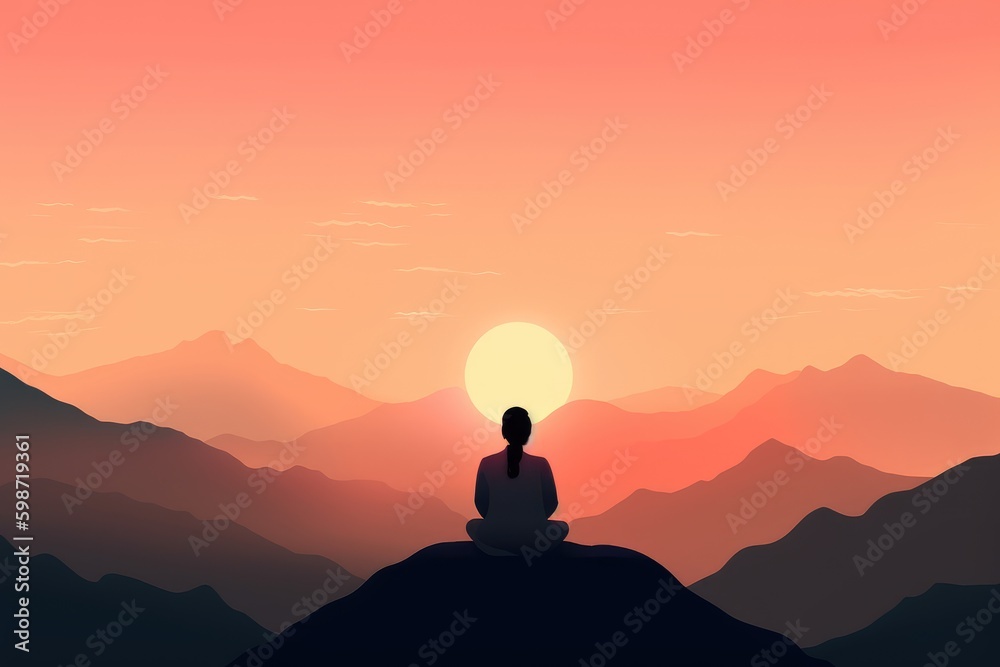 silhouette of person sitting on a mountain