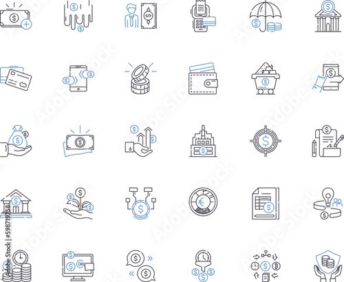 Cash line icons collection. My, Currency, Wealth, Funds, Coins, Banknotes, Finances vector and linear illustration. Payment,Revenue,Income outline signs set Generative AI