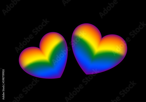 Fondo de pareja de corazones LGTBI sobre fondo negro