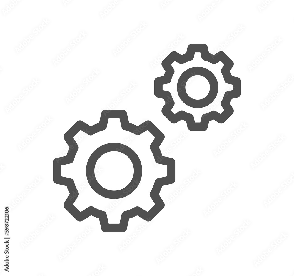 Setup and settings related icon outline and linear symbol.	
