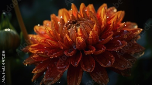 Orange flower with water droplets