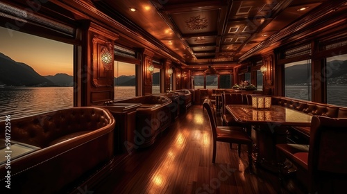 a restaurant on an vintage boat