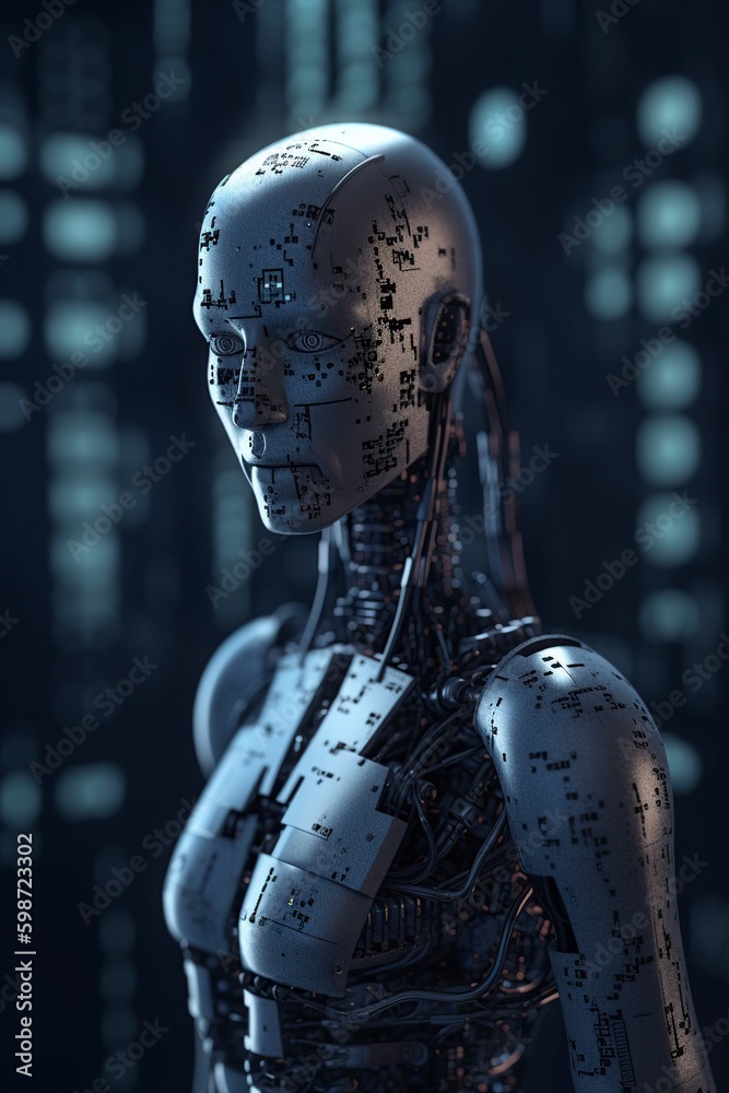 illustration, robot from the future, generative ai