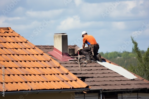 illustration, house roof repair, ai generative.