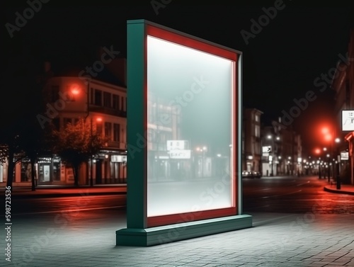 Billboard street mockup. Blank street advertising stand modern. Green, red, bus stop, Paris, New York, São Paulo, generative ai. Advertsign, marketing, billboard. 