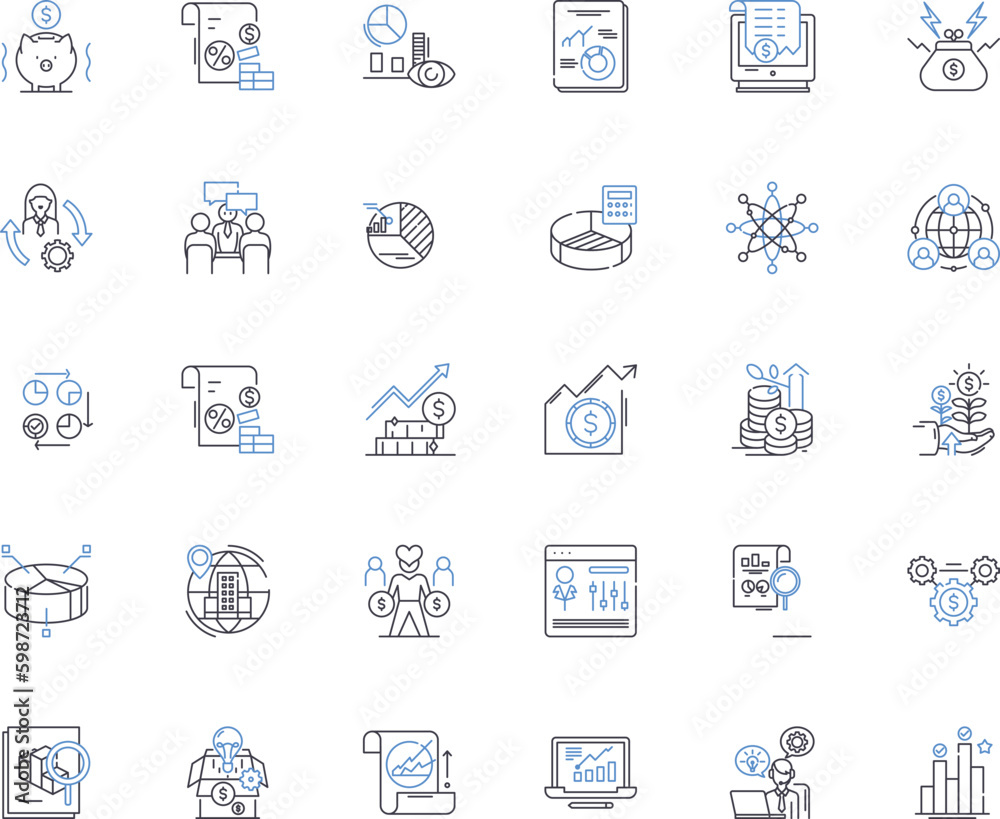 Trade line icons collection. Commerce, Market, Exchange, Finance, Supply, Demand, Barter vector and linear illustration. Import,Export,Transaction outline signs set Generative AI