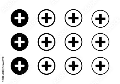 Add, new, plus vector icons collection