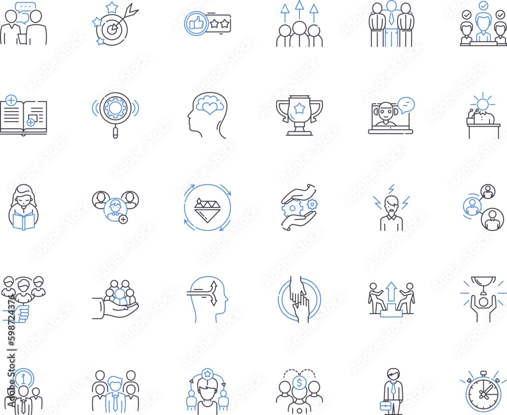 Workforce instruction line icons collection. Training, Development, Learners, Education, Curriculum, E-learning, Technology vector and linear illustration. Competency,Career,Assessment Generative AI