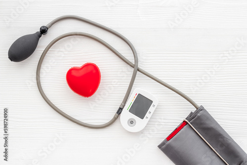 Blood pressure and heart rate test by medical blood pressure monitor