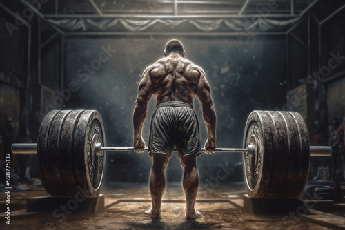 a weightlifter preparing to lift a massive weight. generative AI
