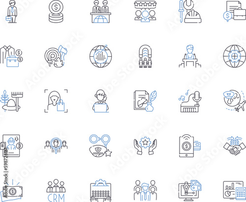 Video Production line icons collection. Cinematography, Scriptwriting, Editing, Direction, Lighting, Soundscapes, Storyboarding vector and linear illustration. Generative AI