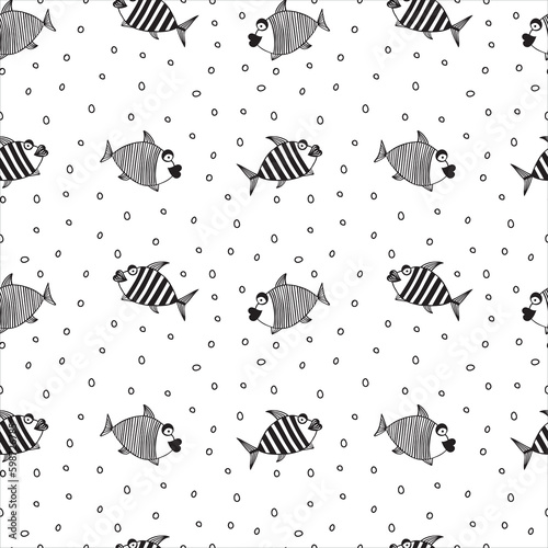 Cute fish. Kids lbackground. Seamless pattern. Can be used in textile industry, paper, background, scrapbooking.