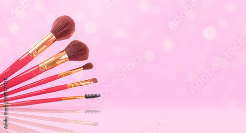 Makeup brush set with copy space