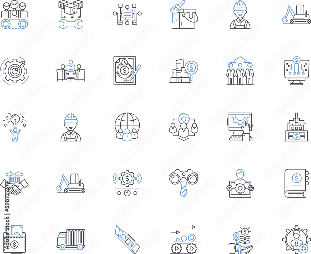 Social ads line icons collection. Targeting, Engagement, Conversion, Optimization, Tracking, Retargeting, CPC vector and linear illustration. CPM,Impressions,Awareness outline signs set Generative AI