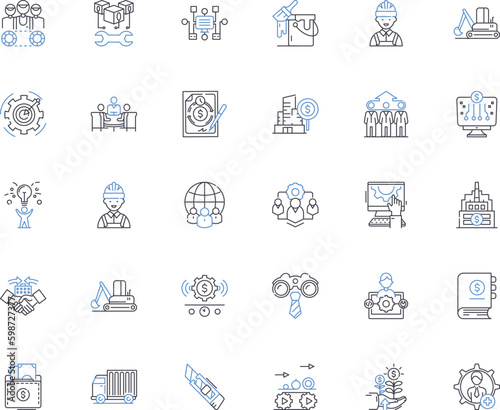Social ads line icons collection. Targeting, Engagement, Conversion, Optimization, Tracking, Retargeting, CPC vector and linear illustration. CPM,Impressions,Awareness outline signs set Generative AI