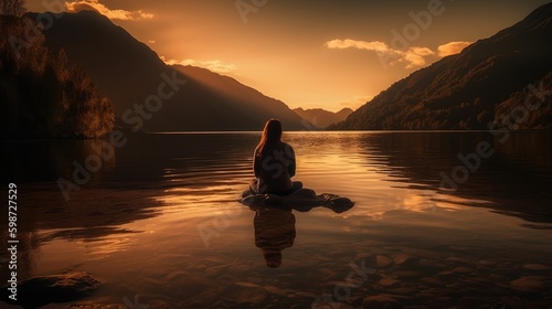 meditation sunset on the lake
