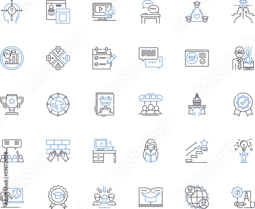 Skill academy line icons collection. Training, Education, Learning, Development, Coaching, Mentoring, Skillset vector and linear illustration. Competency,Mastery,Proficiency outline Generative AI