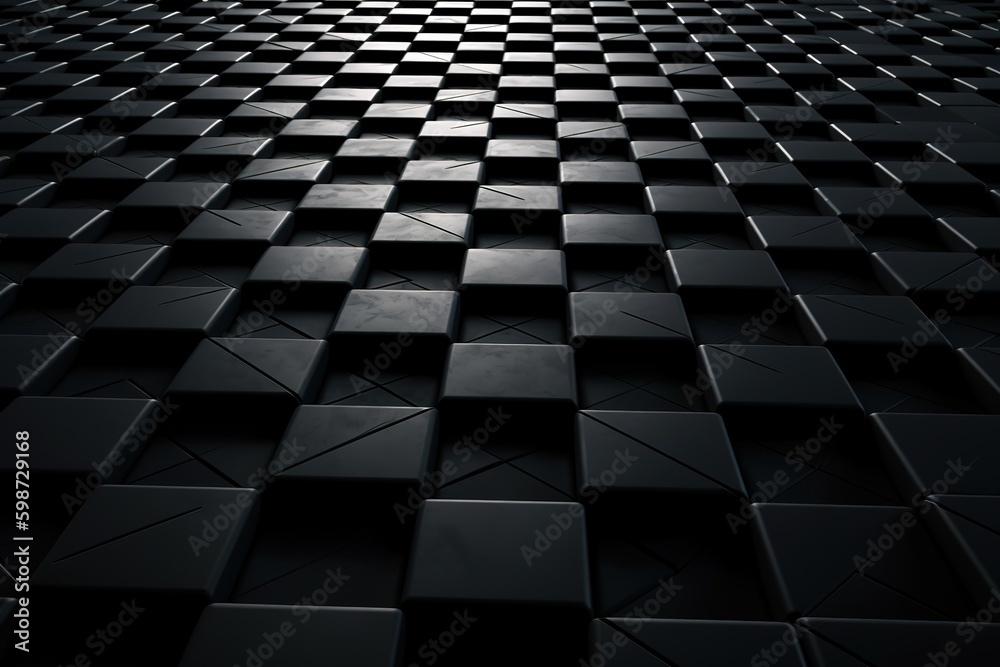 Naklejka premium 3D black hexagonal mosaic background. Generative AI illustration