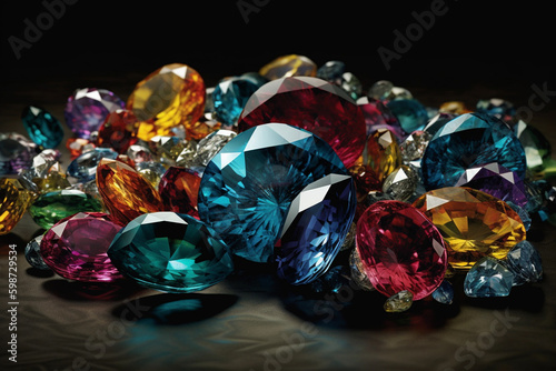 colorful gemstones  each facet catching and refracting light. generative AI