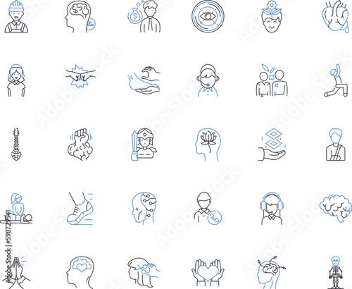 Political power line icons collection. Authority, Leadership, Domination, Control, Influence, Governance, Rule vector and linear illustration. Sovereignty,Command,Autocracy outline signs Generative AI
