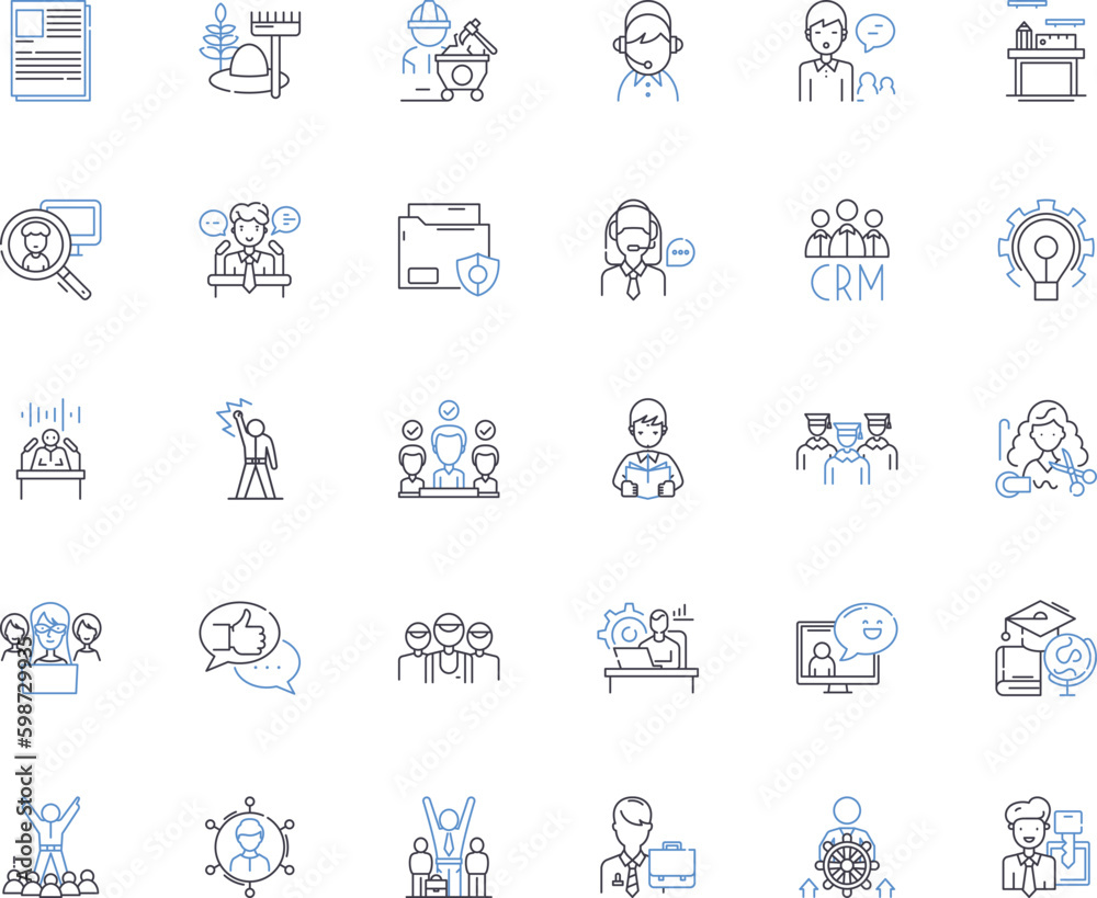 Obraz premium Operational efficacy line icons collection. Efficiency, Productivity, Effectiveness, Optimization, Streamlining, Rationalization, Performance vector and linear illustration. Generative AI