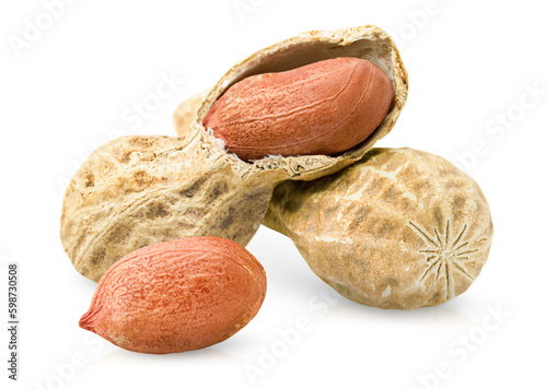 peanuts in shell on white isolated background photo