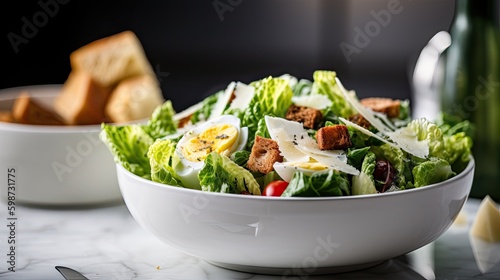 mixed greens salad with parmasean cheese, egg and tomatoes