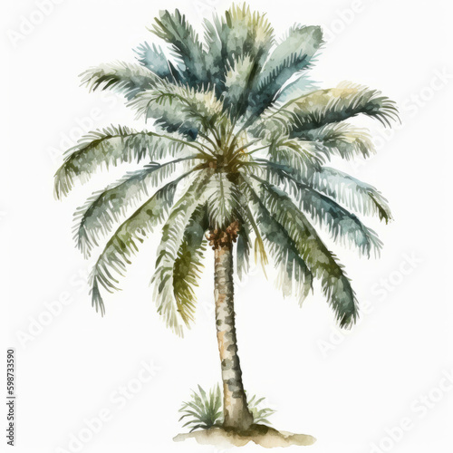 Watercolor palm Illustration AI Generative.