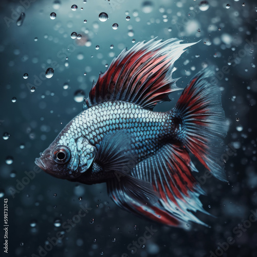 Blue butterfly fish. Illustration AI Generative.