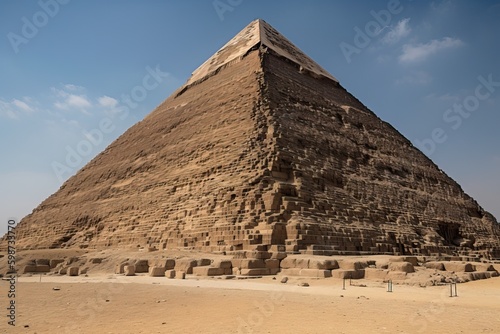 Egyptian pyramid of Cheops, general view of the pyramid, generative AI.