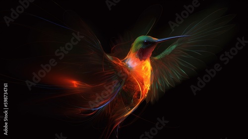 Beautiful Colorful Hummingbird Flying with Energy Lines © Ascendance.dev
