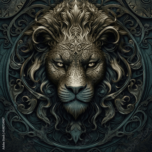 Portrait Of A Ornate Lion Statue
