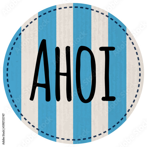 Button Ahoi recyclingpapier gestreift zerkratzt