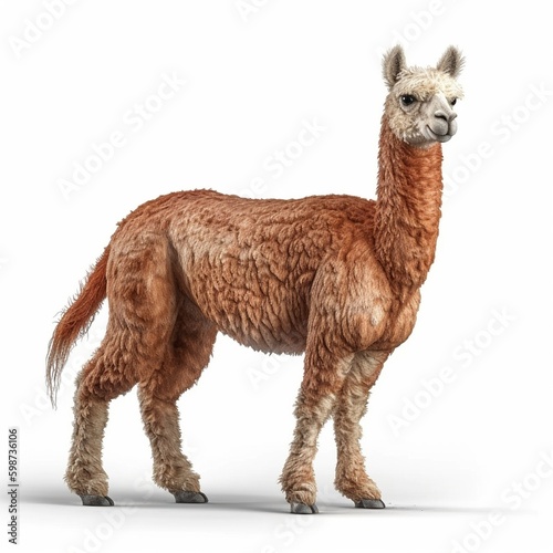 Alpaca isolated on white background (Generative AI) © HandmadePictures