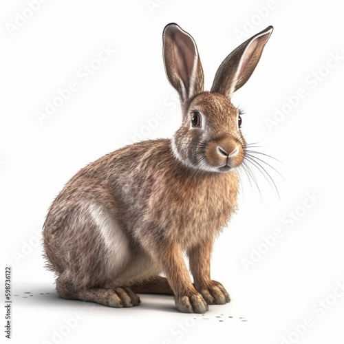 Rabbit isolated on white background (Generative AI)