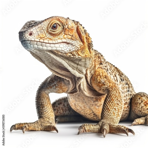 Monitor lizard isolated on white background  Generative AI 