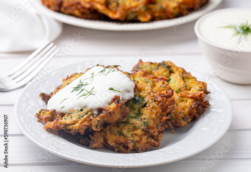 Mucver. Traditional Turkish Zuccini Mucver. Mucver is a Turkish fritter or pancake, made from grated zucchini.