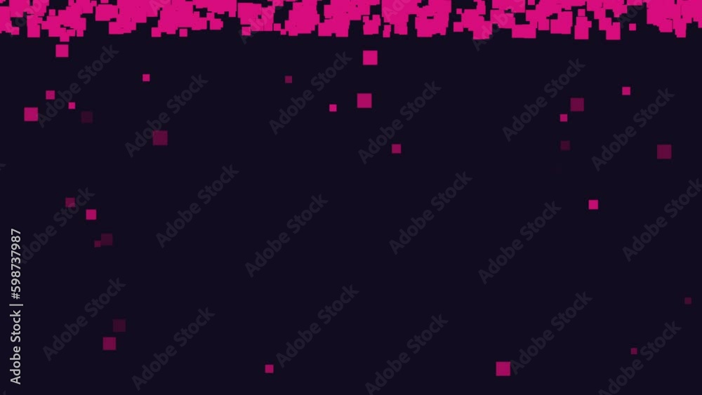 Flying retro 8 bit pixels on black gradient, motion abstract holidays, business and corporate style background