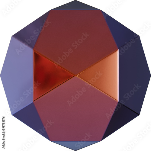 3d rendering. Abstract geometric shapes illustration. Modern minimal glossy objects isolated on transparent background