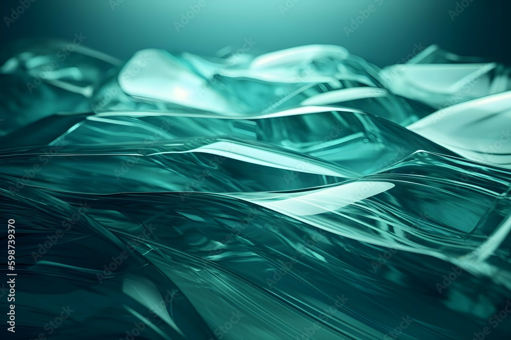Obraz premium 3D Render of teal Abstract Ethereal Glass Shards Background