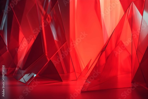 3D Render of red Abstract Ethereal Glass Shards Background