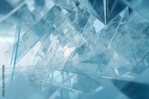 3D Render of blue Abstract Ethereal Glass Shards Background