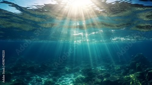 Light penetrates underwater. Generative AI