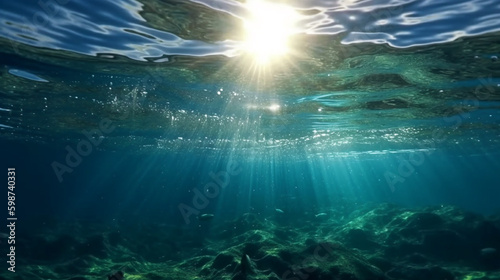 Light penetrates underwater. Generative AI